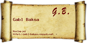 Gabl Baksa névjegykártya